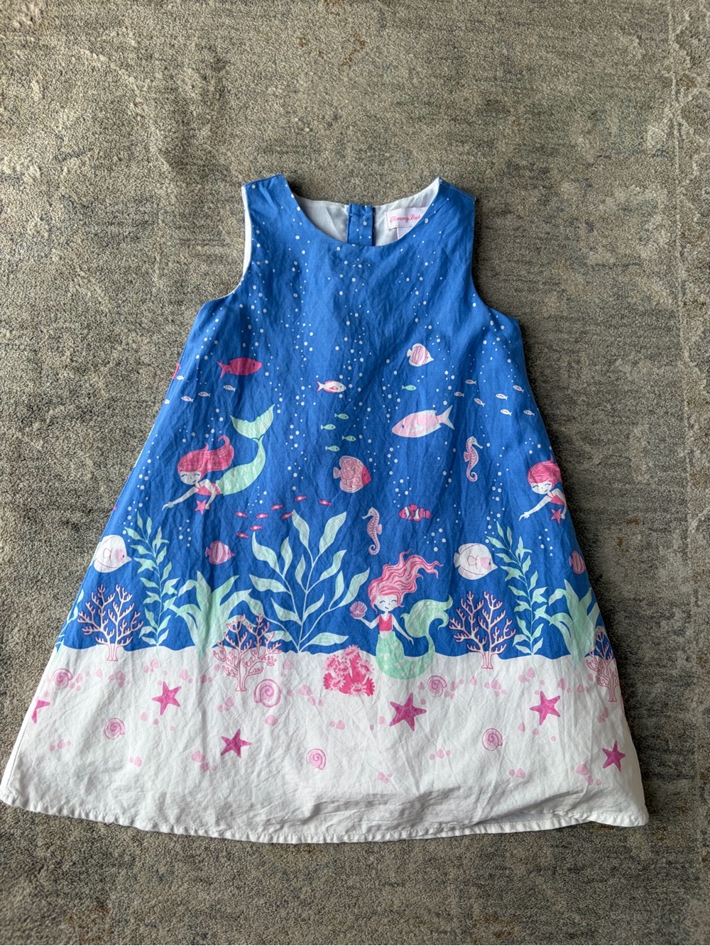 Tommy Bahama Girls' Blue Mermaid Print A-Line Dress 3T Lined